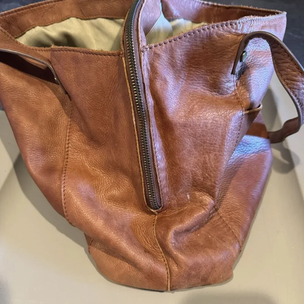 American Leather Co Liberty Shopper Tote Shoulder Bag Brown Leather Hobo